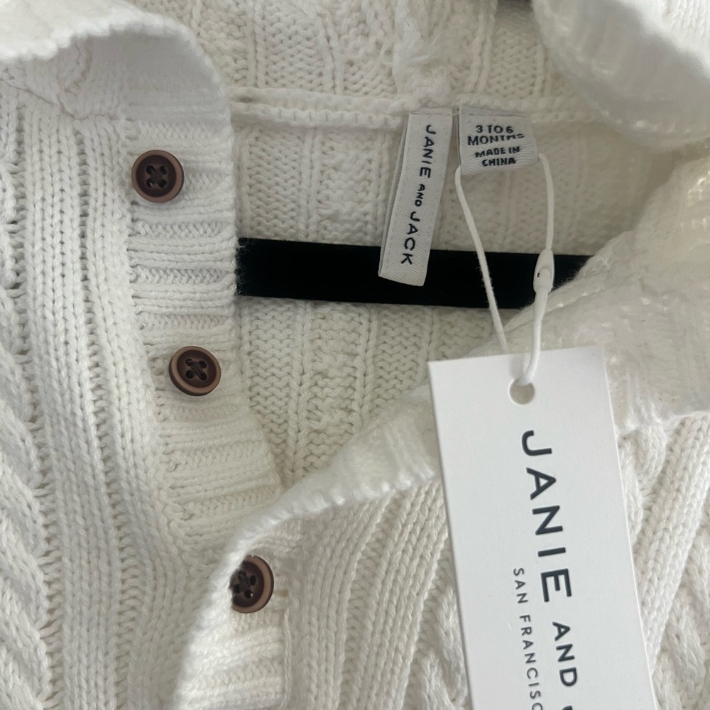 Janie and Jack White Cable Knit Footies - Picture 2 of 4